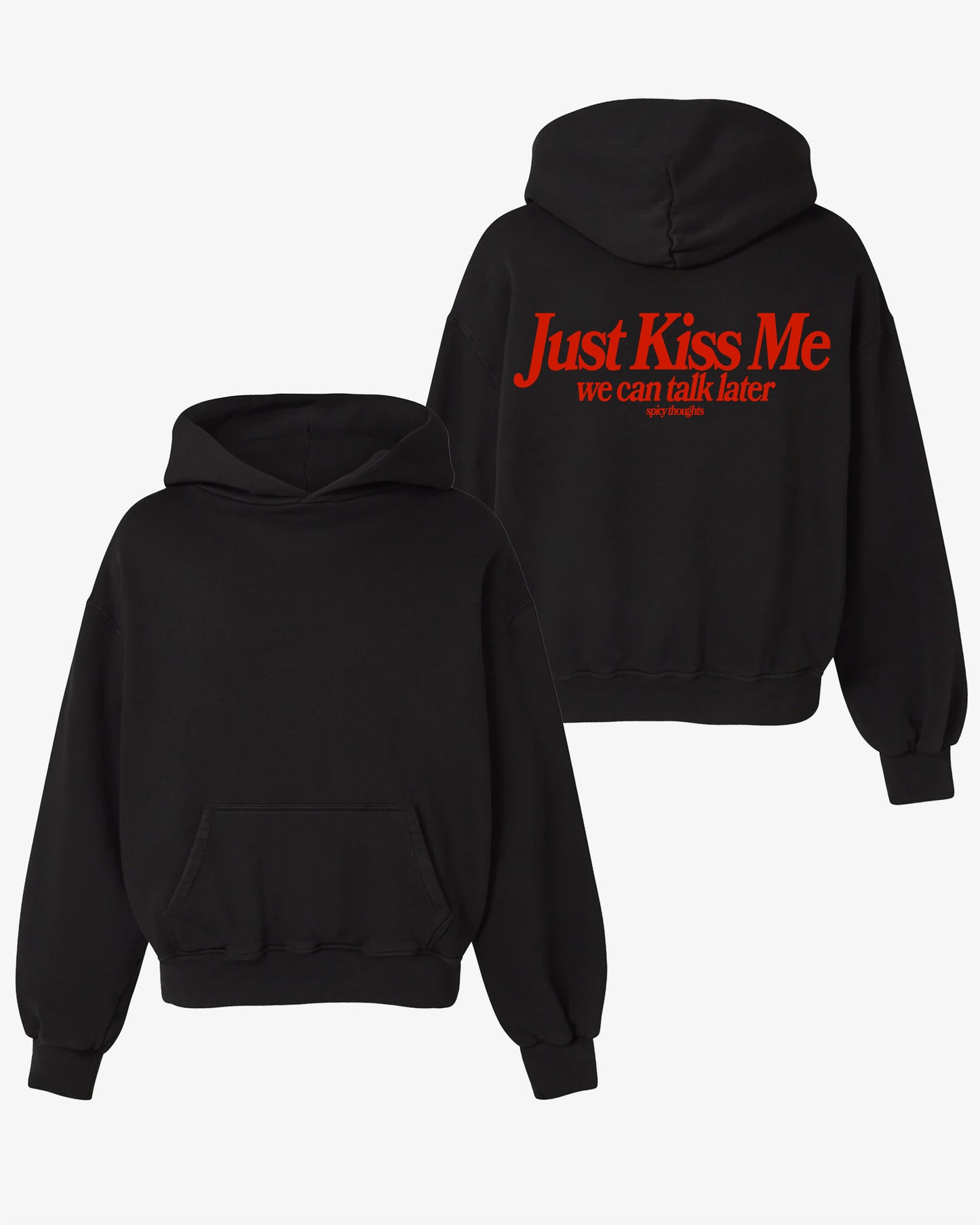 Oversized Hoodie Black - Just Kiss Me