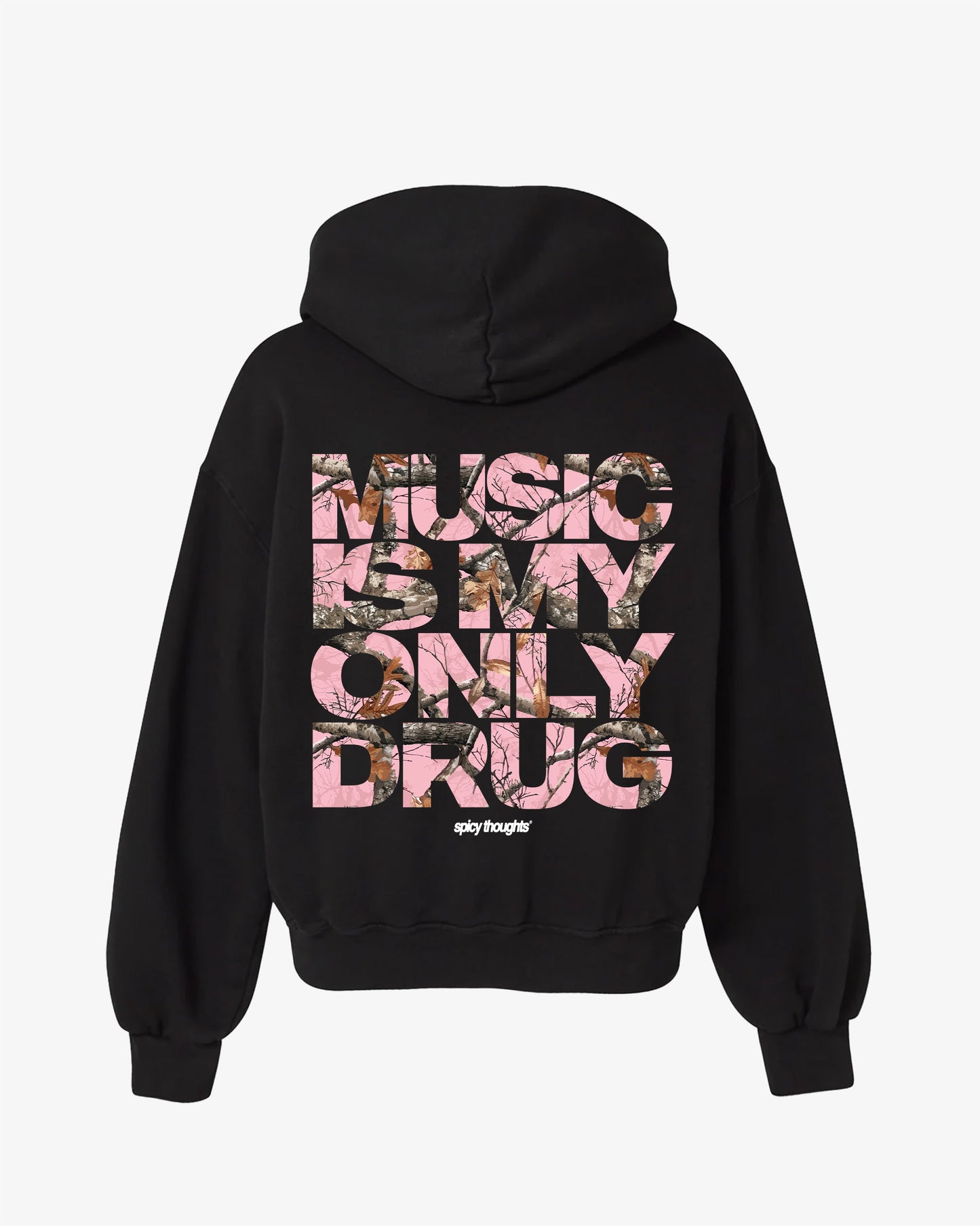 Oversized Hoodie Black - Music Is My Only Drug