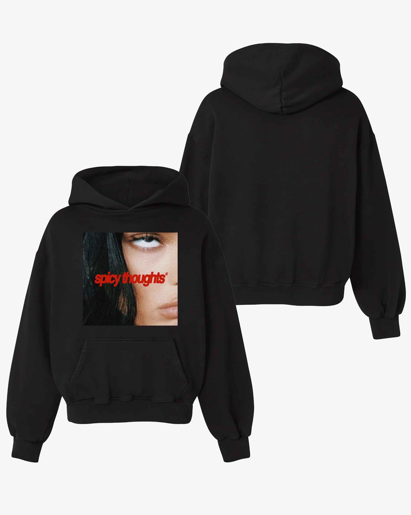 Oversized Hoodie Black - Rollin’ Eyes & Spicy Thoughts
