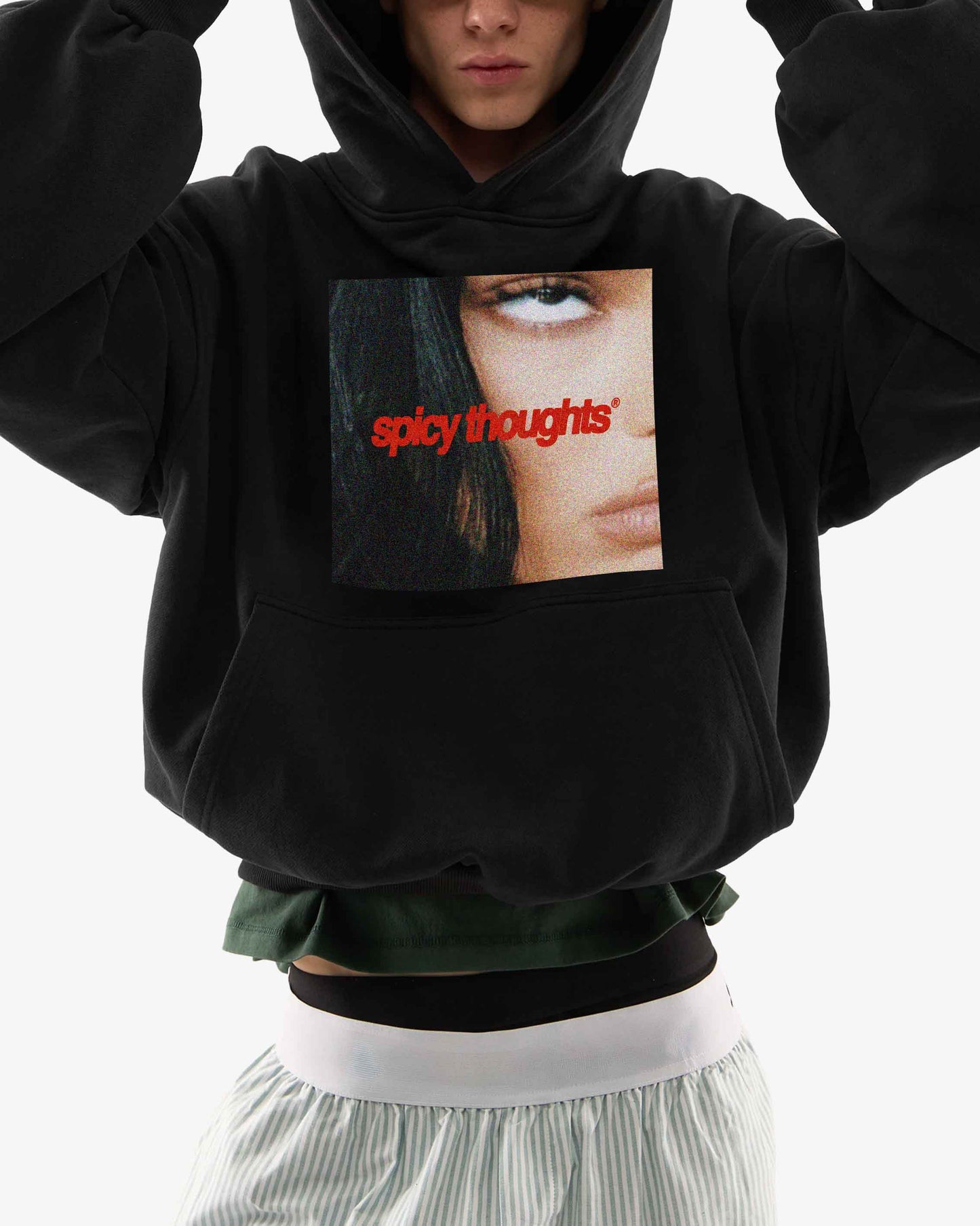 Oversized Hoodie Black - Rollin’ Eyes & Spicy Thoughts