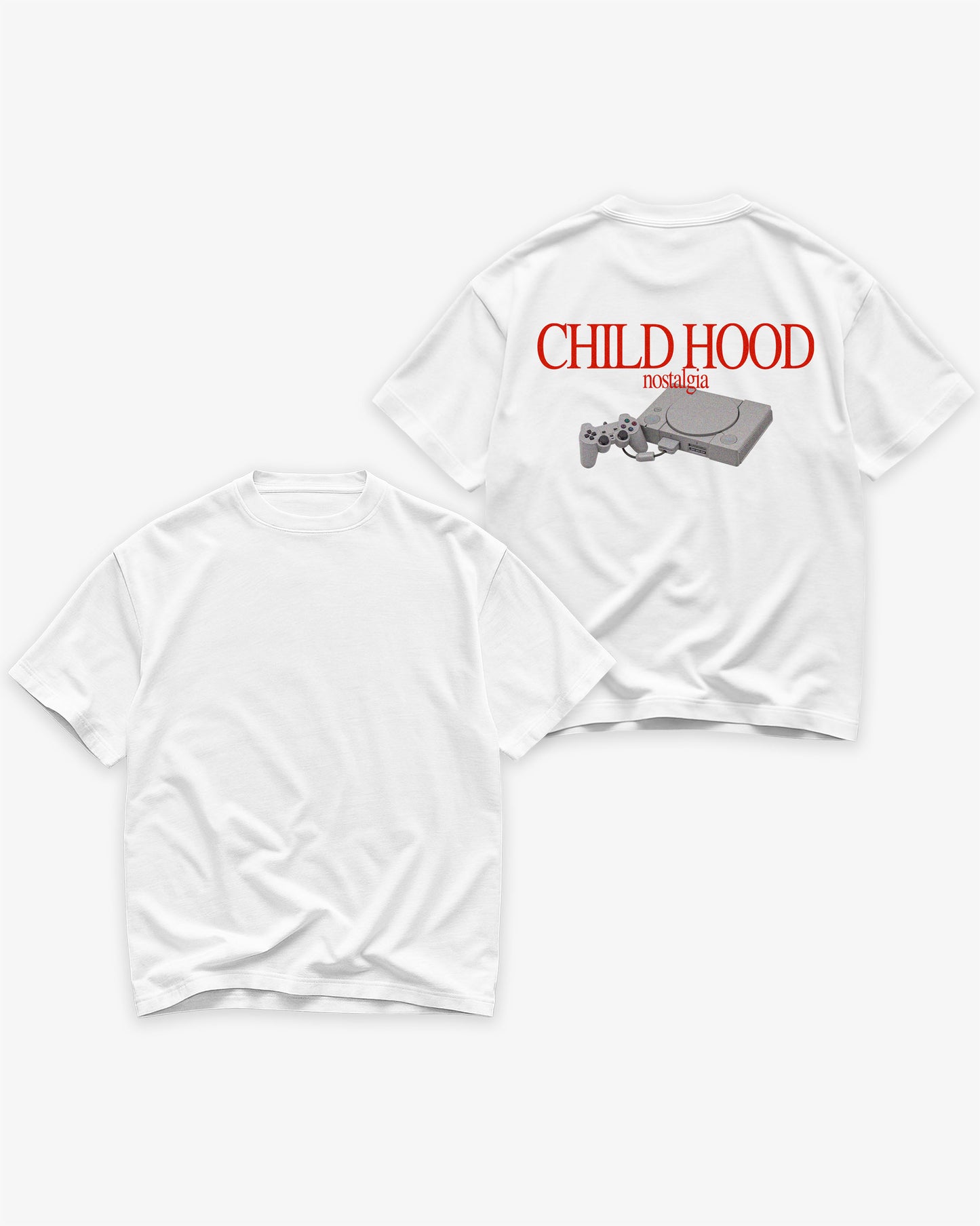 Heavy Oversized Tee White - Childhood Nostalgia