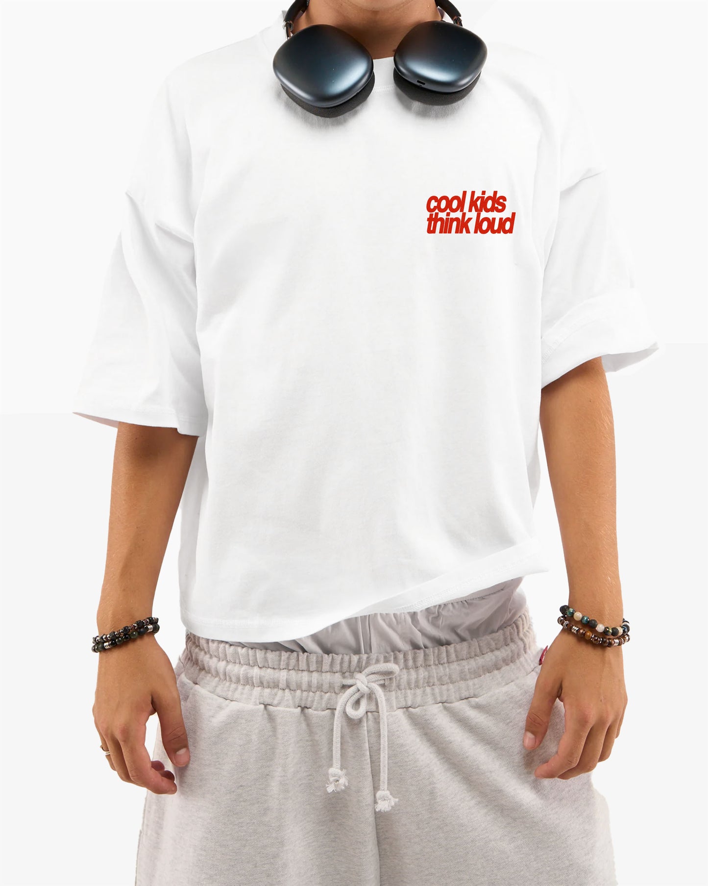 Heavy Oversized Tee White - Cool Kids Think Loud