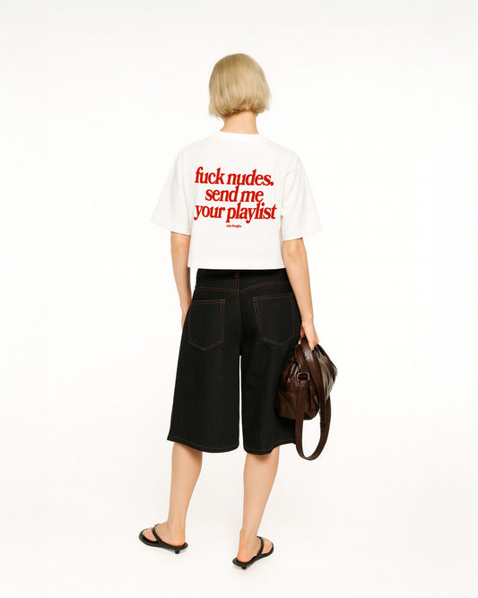 Oversize Cropped Tee - Send Me Your Playlist