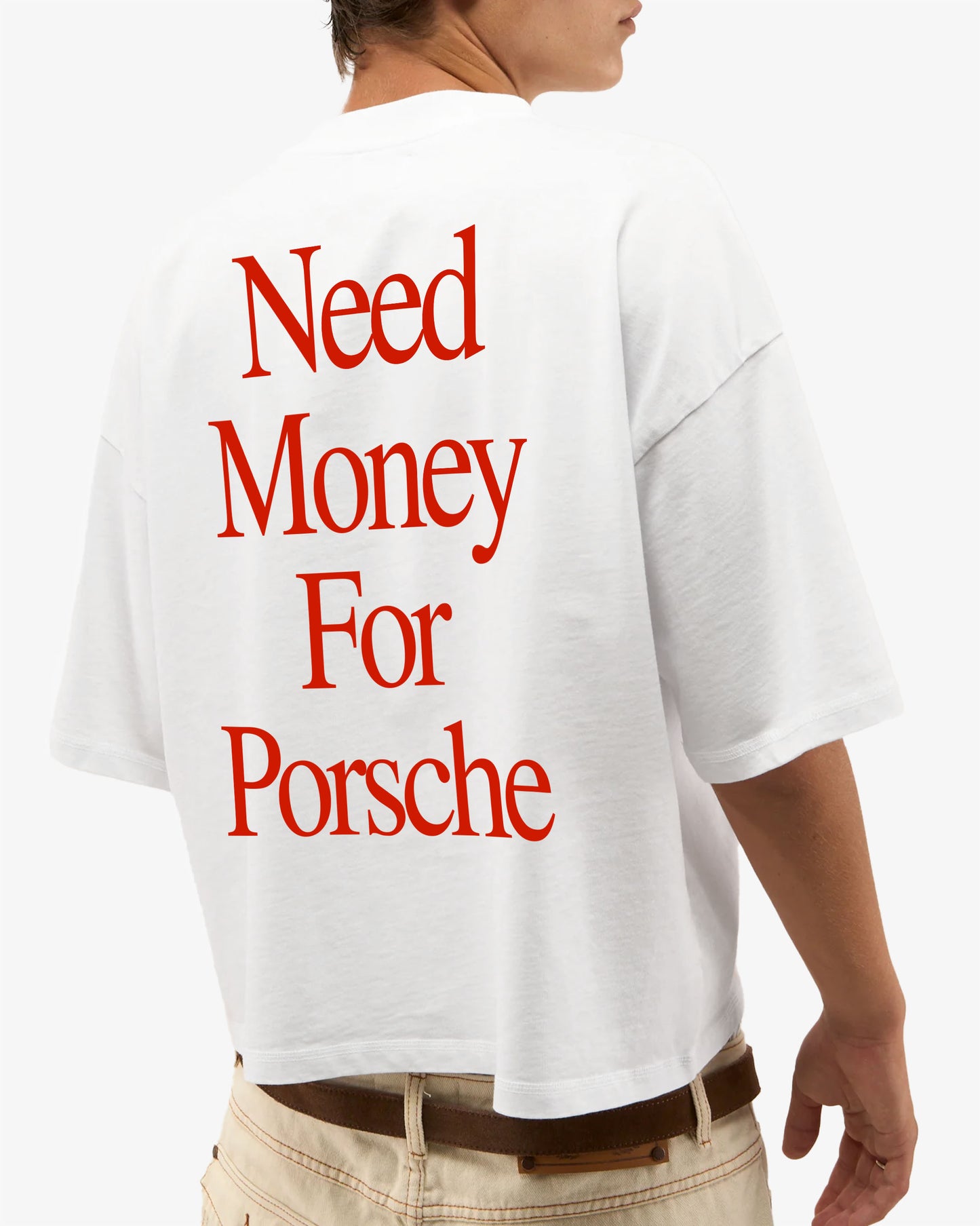Heavy Oversized Tee White - Need Money For (Backprint)
