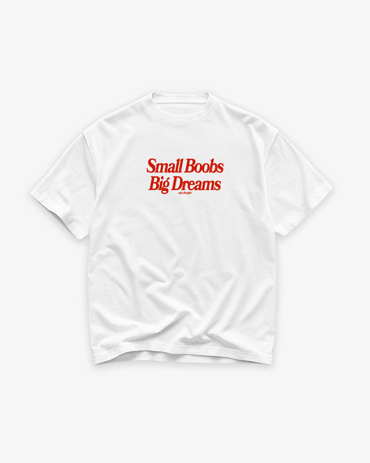 Heavy Oversized Tee White - Small Boobs, Big Dreams
