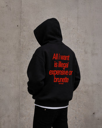Oversized Hoodie - All I Want Is Illegal, Expensive or Brunette