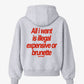 Oversized Hoodie - All I Want Is Illegal, Expensive or Brunette