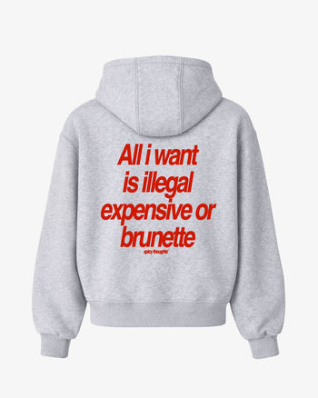 Oversized Hoodie - All I Want Is Illegal, Expensive or Brunette