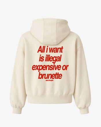 Oversized Hoodie - All I Want Is Illegal, Expensive or Brunette