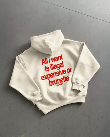 Oversized Hoodie - All I Want Is Illegal, Expensive or Brunette