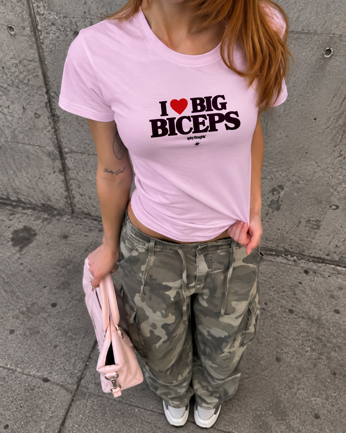 Fitted Tee Girls - I Love Big Biceps