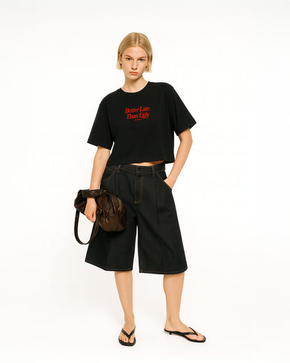 Oversize Cropped Tee - Better Late Than Ugly