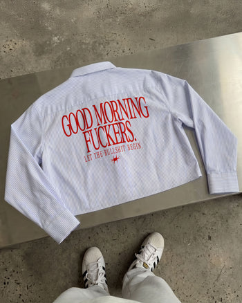 Boxy Striped Shirt Girls - Good Morning Fuckers