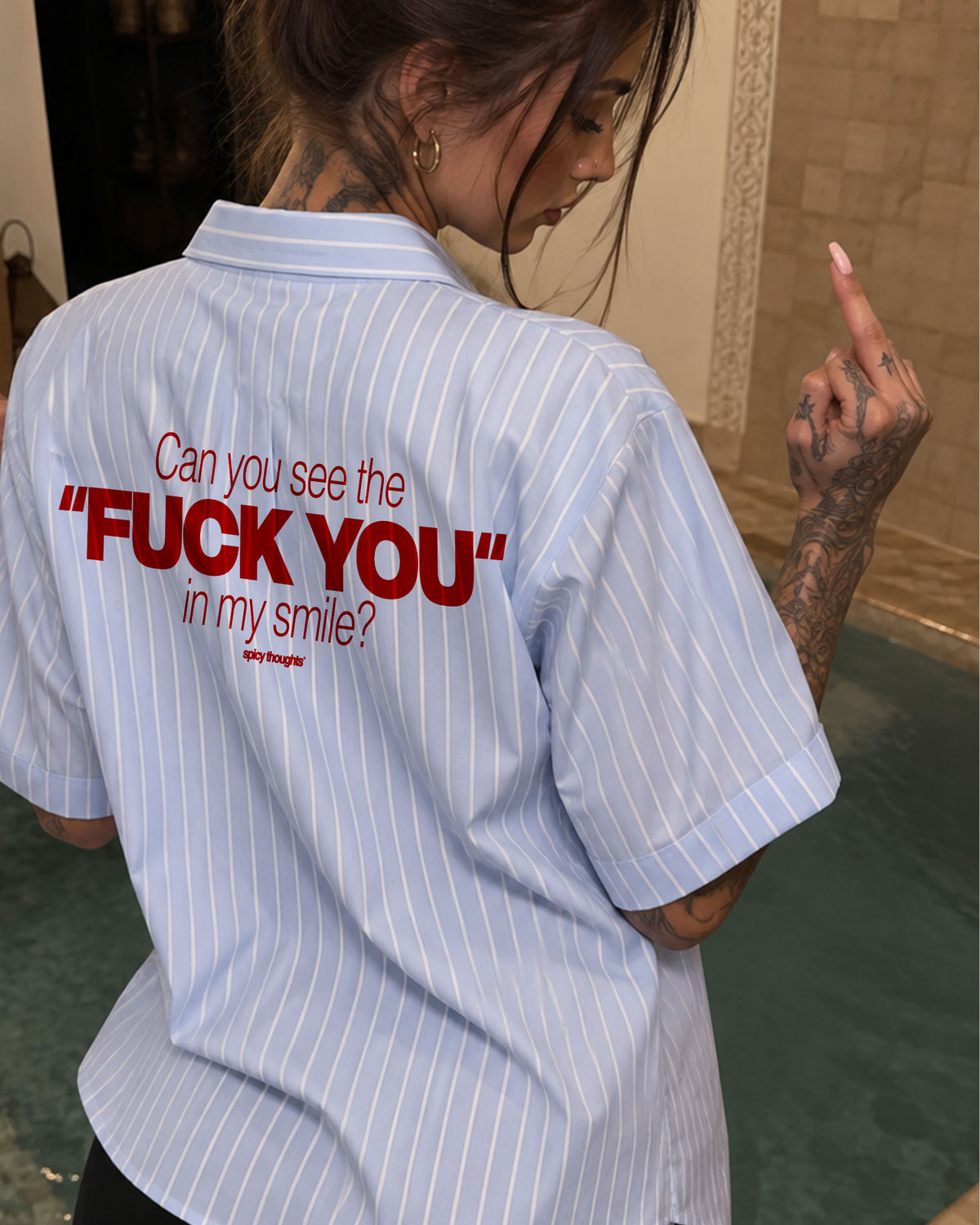 Boxy Short Sleeve Shirt - Can you see the fuck you in my smile