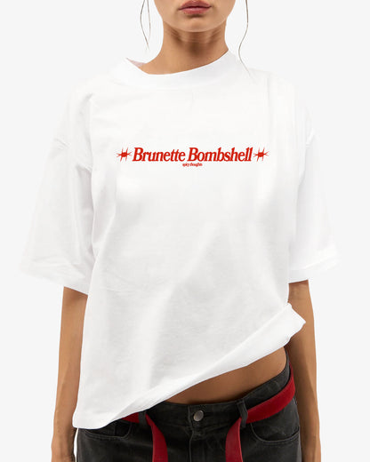 Heavy Oversized Tee White - Brunette Bombshell