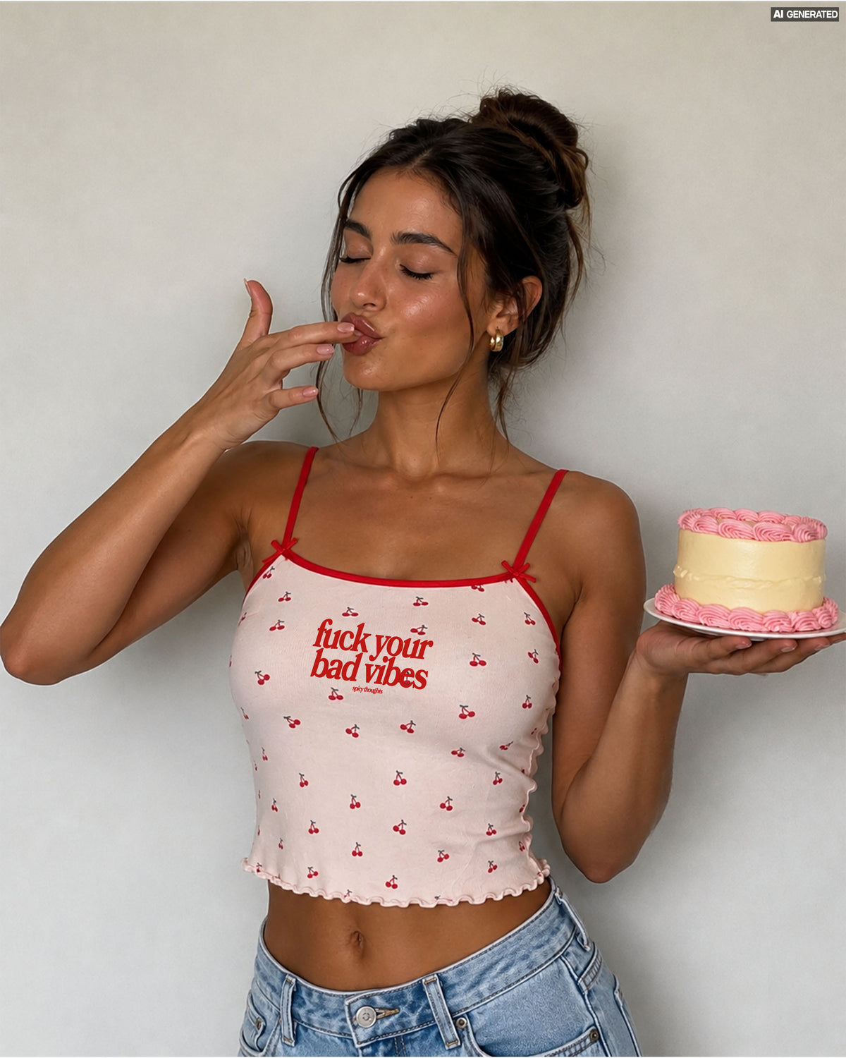 Rib Top Cherry - Fuck Your Bad Vibes
