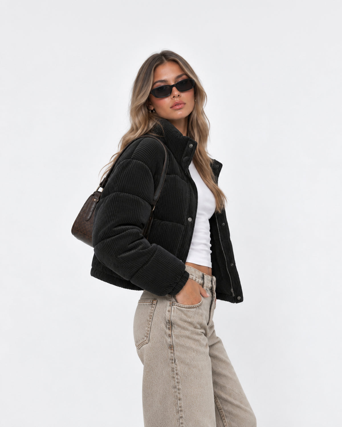 Cropped Corduroy Puffer Jacket Girls