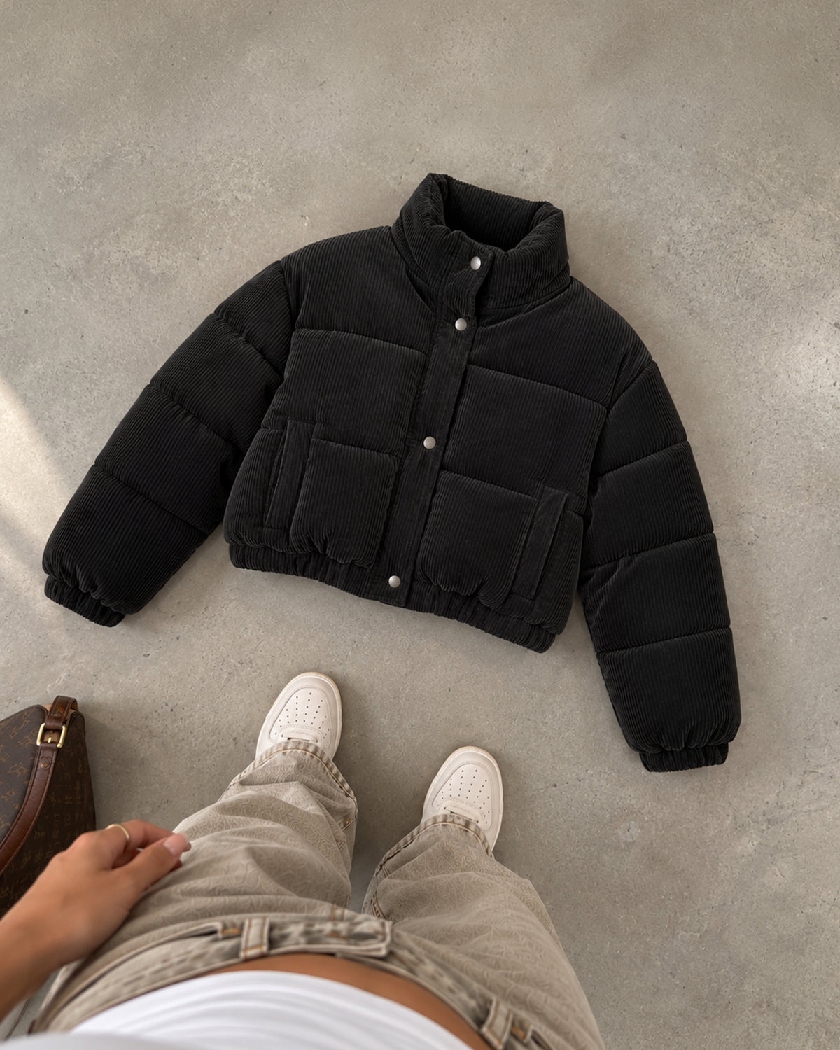 Cropped Corduroy Puffer Jacket Girls