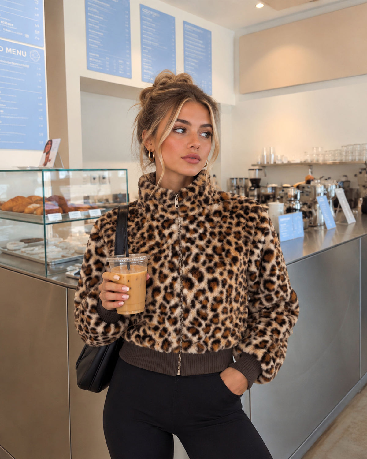 Cropped Faux Fur Leo Jacket Girls
