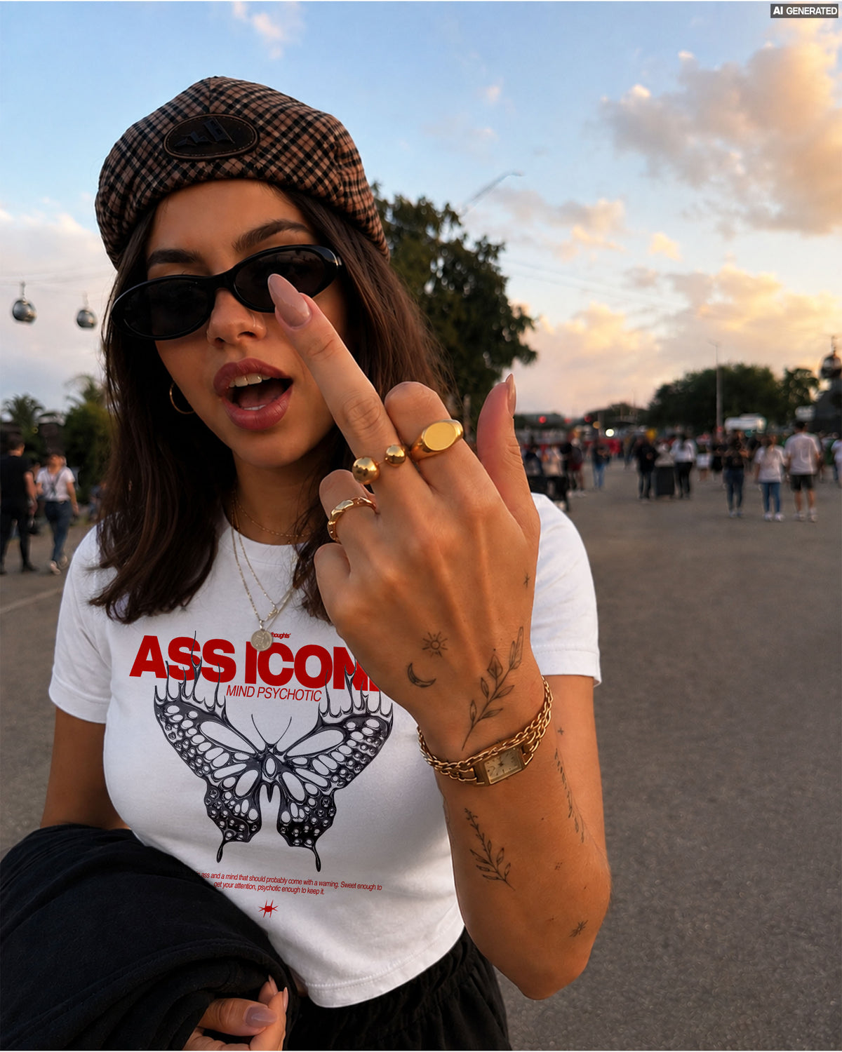 Cropped Tee - Ass Iconic, Mind Psychotic