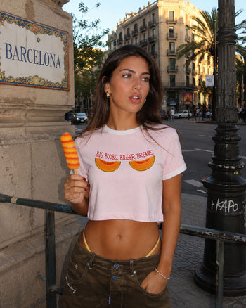 Cropped Tee Two Tone - Big Boobs, Bigger Dreams