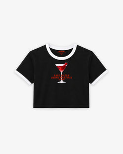 Cropped Tee Two Tone - Save Water Drink Martinis