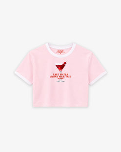 Cropped Tee Two Tone - Save Water Drink Martinis
