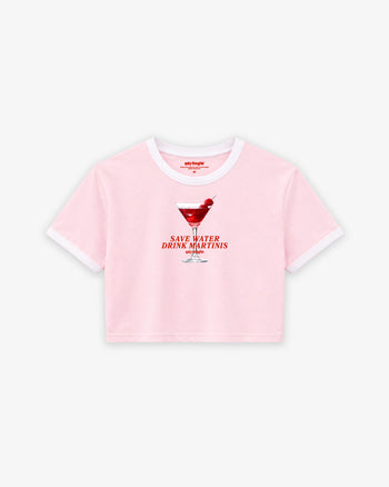 Cropped Tee Two Tone - Save Water Drink Martinis