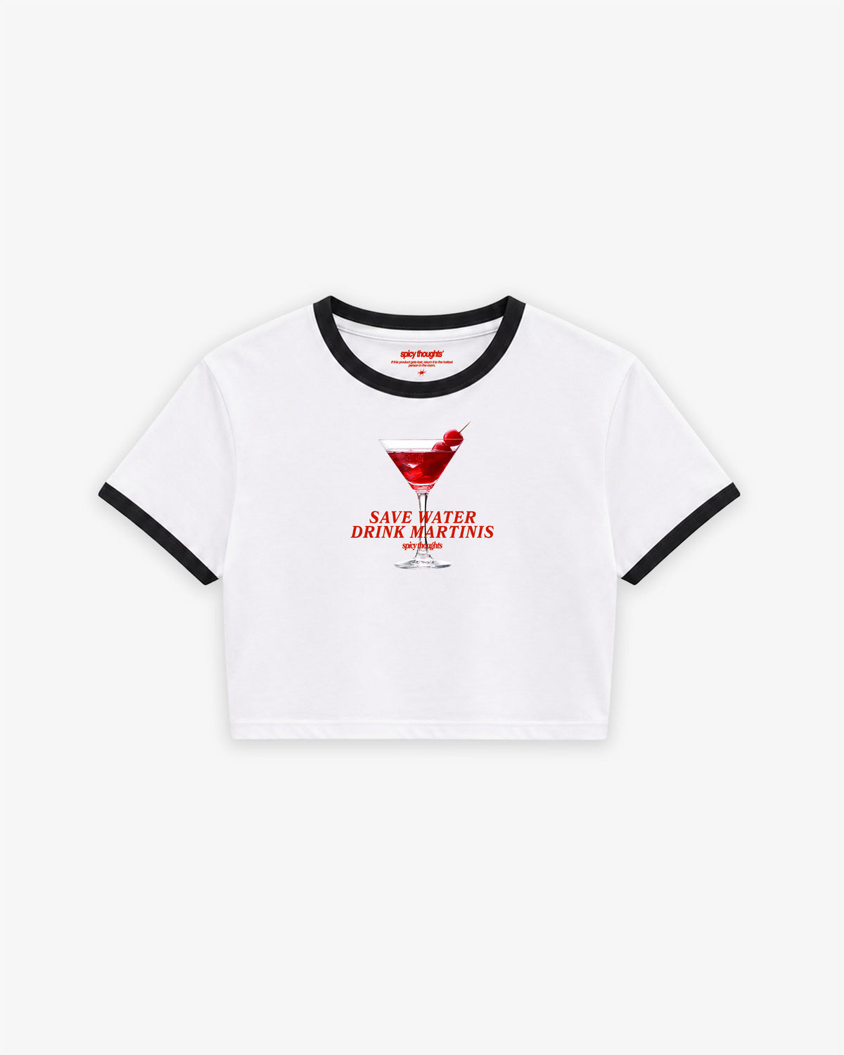 Cropped Tee Two Tone - Save Water Drink Martinis