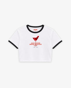 Cropped Tee Two Tone - Save Water Drink Martinis