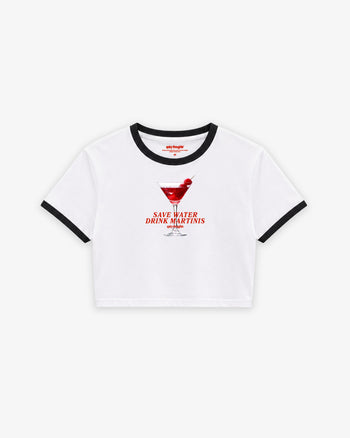 Cropped Tee Two Tone - Save Water Drink Martinis