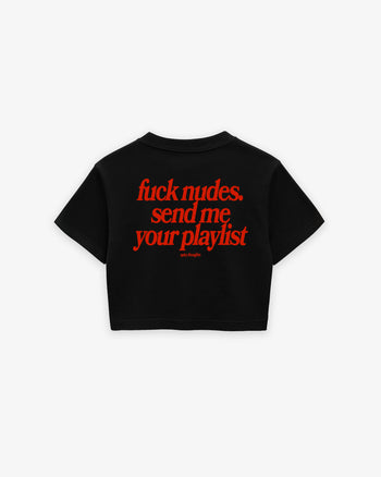 Oversize Cropped Tee - Send Me Your Playlist