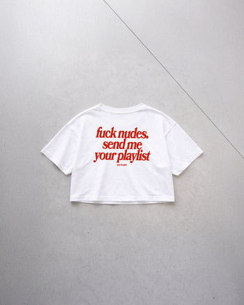 Oversize Cropped Tee - Send Me Your Playlist