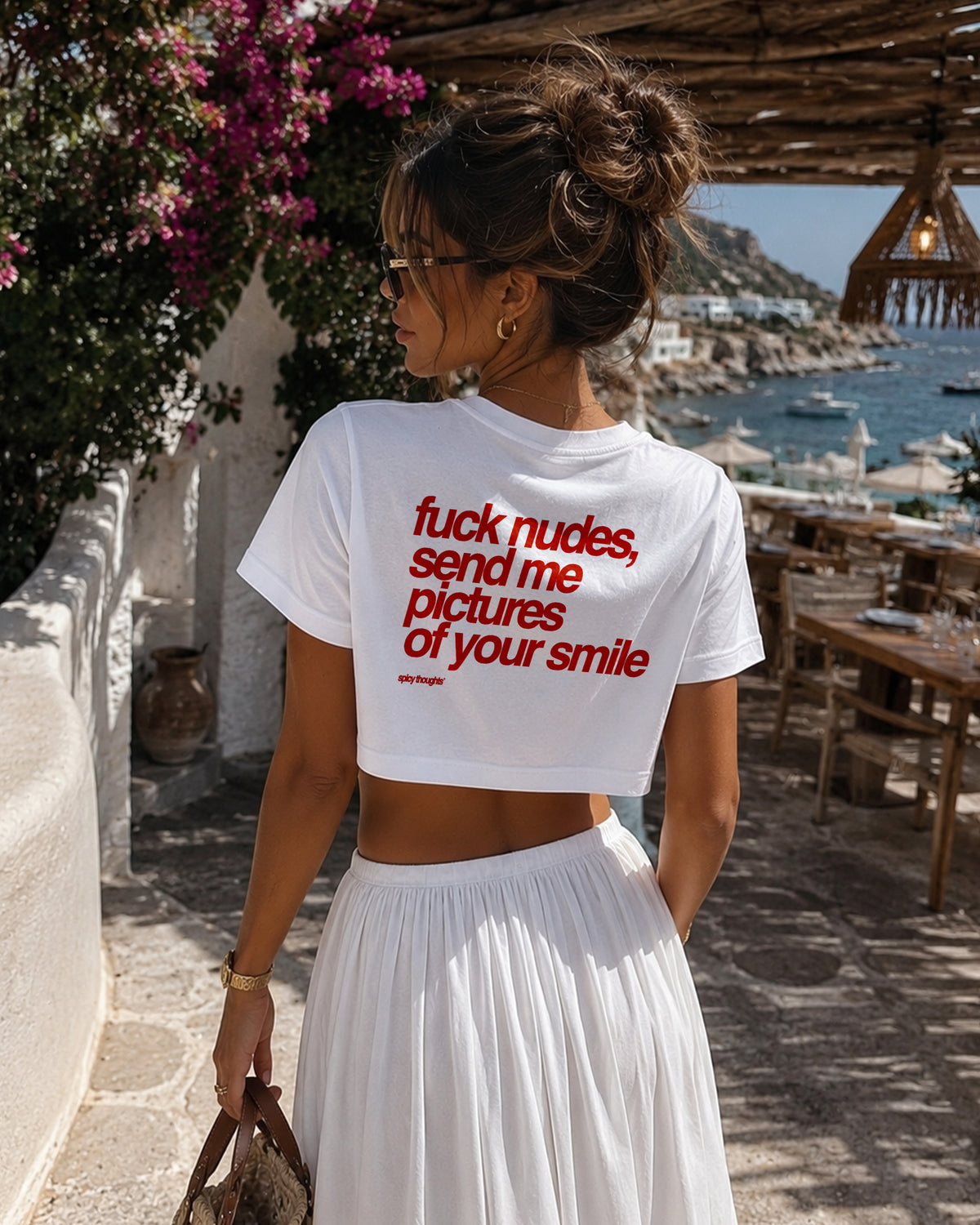 Cropped Tee - Fuck Nudes, Send Me Pictures Of Your Smile