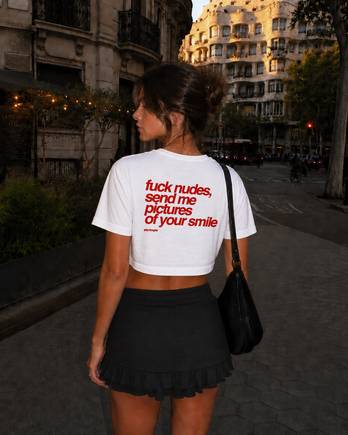 Cropped Tee - Fuck Nudes, Send Me Pictures Of Your Smile