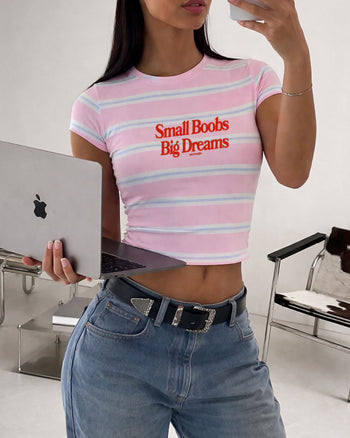 Cropped Tee Stripe - Small Boobs Big Dreams