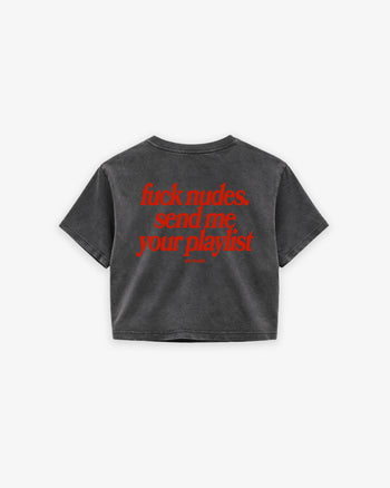 Oversize Cropped Tee - Send Me Your Playlist