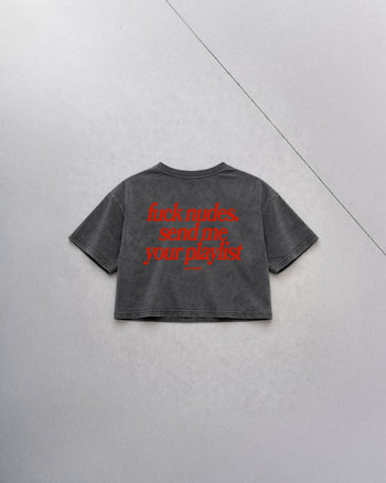 Oversize Cropped Tee - Send Me Your Playlist