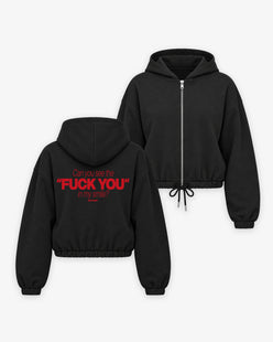 Cropped Zip Hoodie Girls - Can You See The Fuck You In My Smile