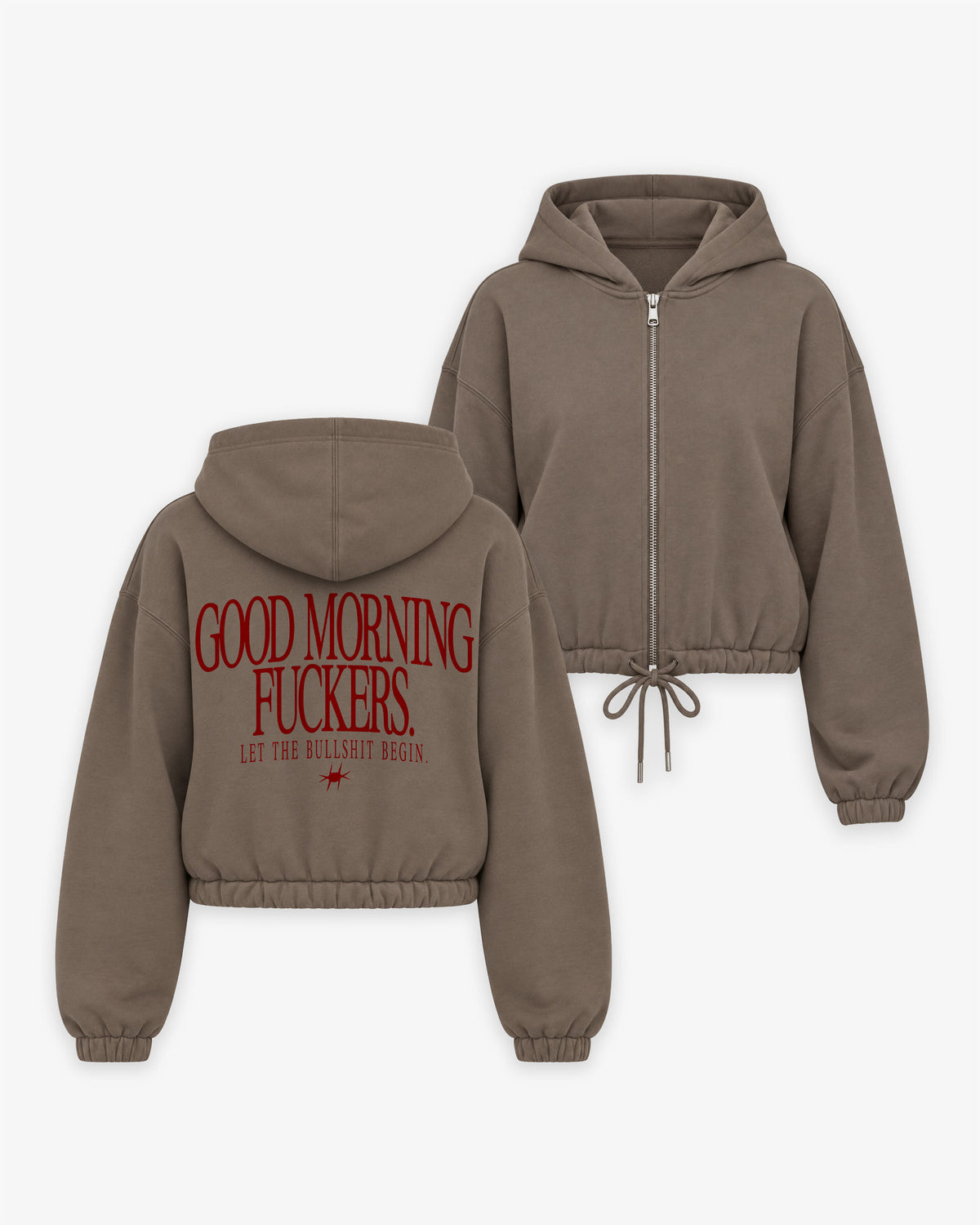 Cropped Zip Hoodie Girls - Good Morning Fuckers