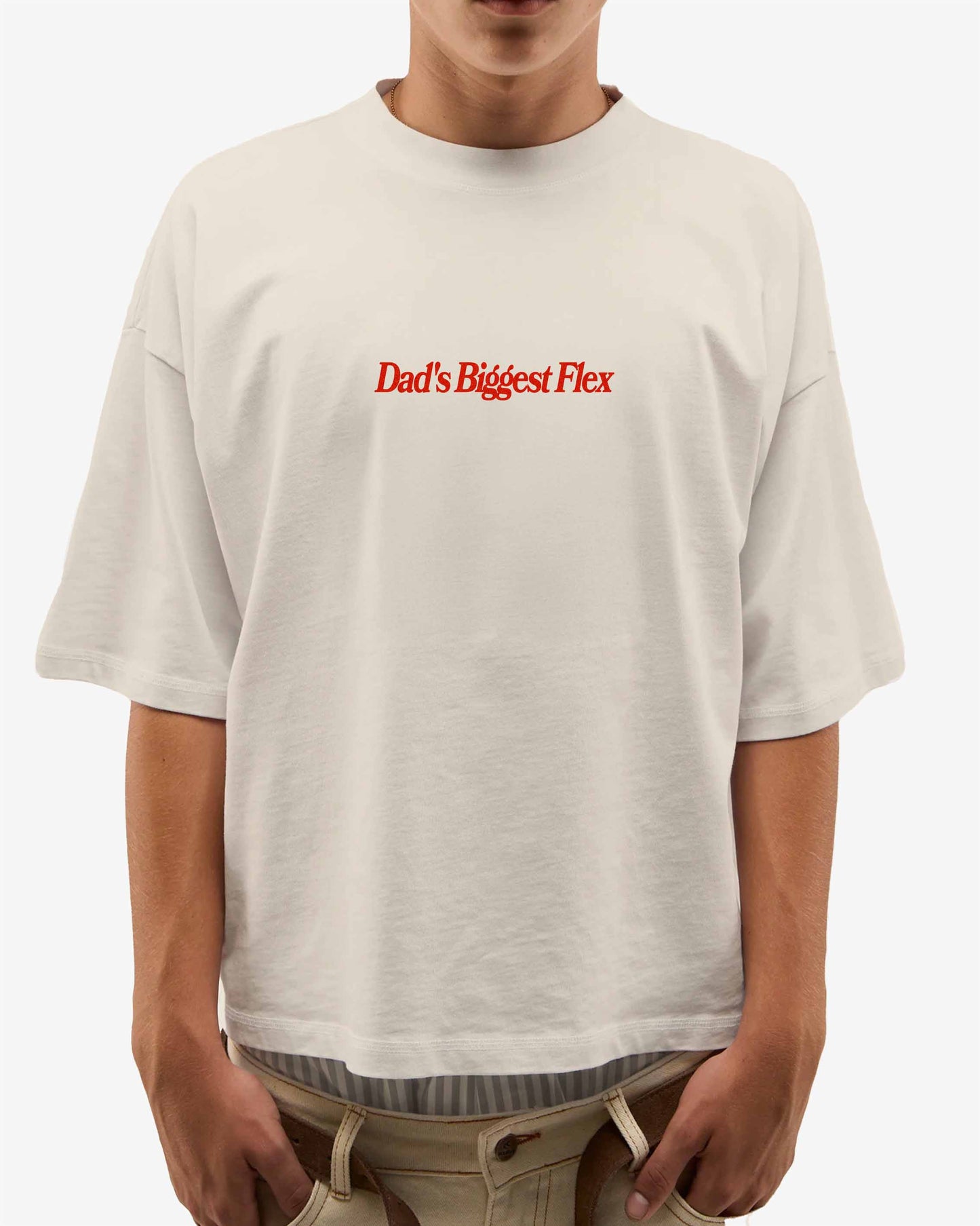 Heavy Oversized Tee White - Dad’s Biggest Flex