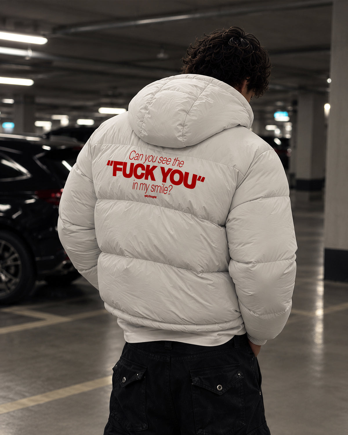 Shiny Puffer Jacket - Can You See The Fuck You In My Smile