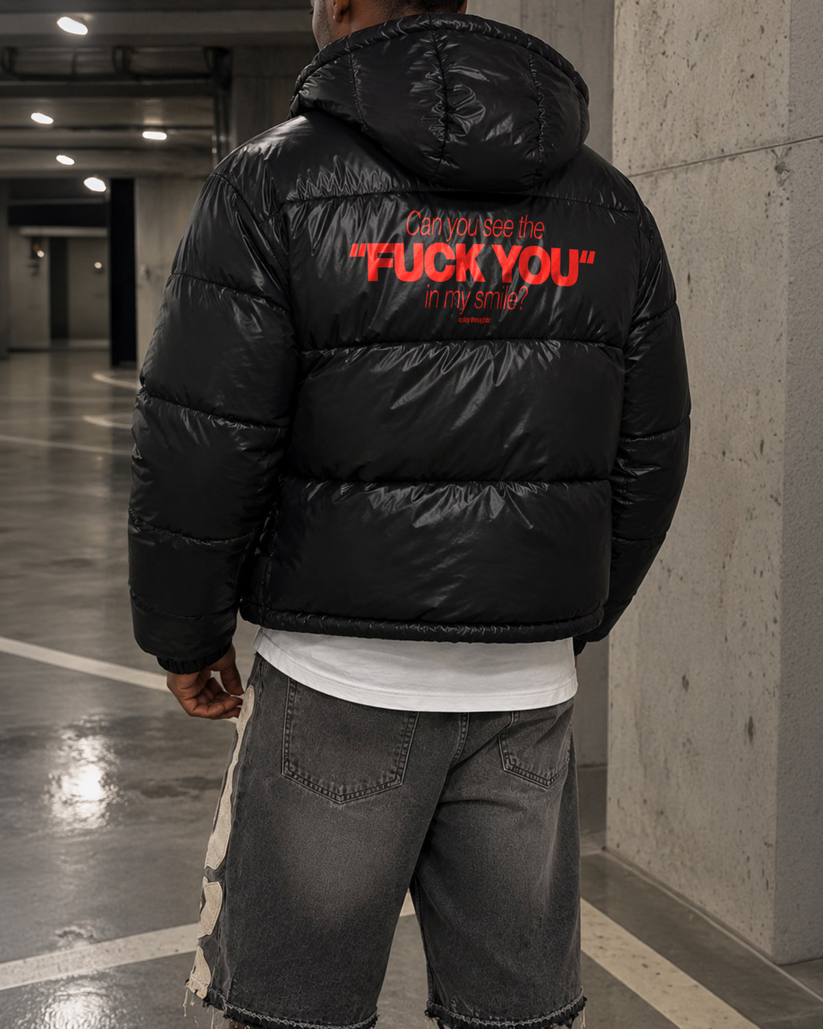Shiny Puffer Jacket - Can You See The Fuck You In My Smile