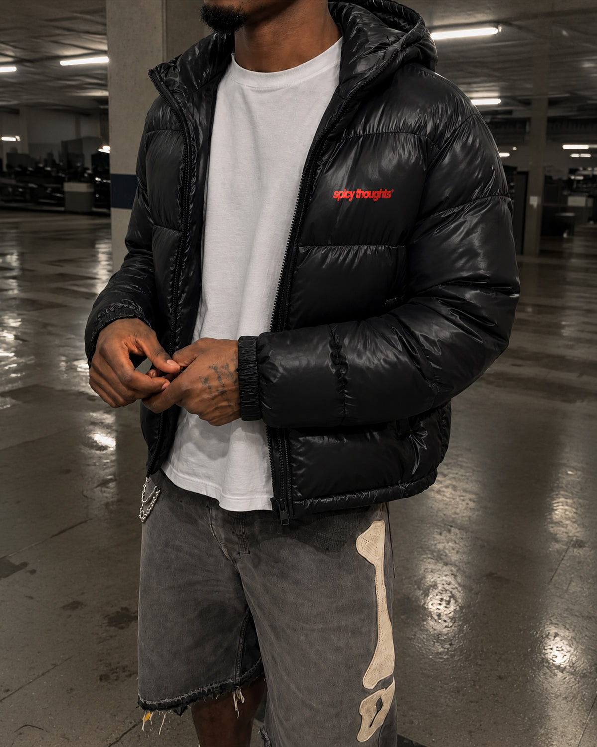 Shiny Puffer Jacket - Can You See The Fuck You In My Smile