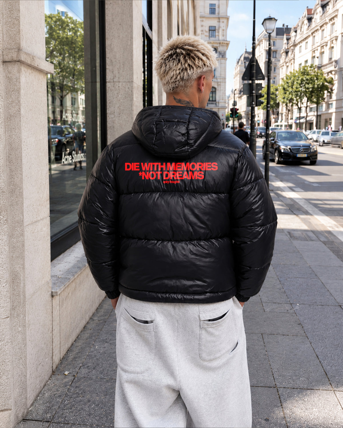 Shiny Puffer Jacket - Die with memories. Not fucking dreams