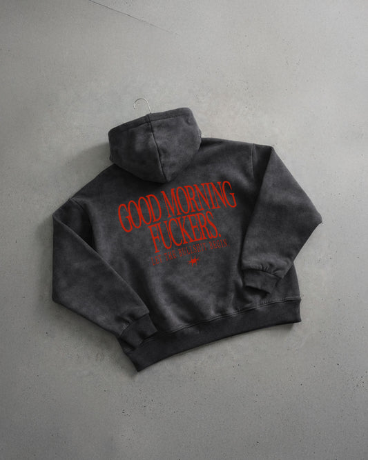 Oversized Hoodie Washed - Good Morning Fuckers