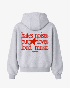 Oversized Hoodie - Hates Noises But Loves Loud Music