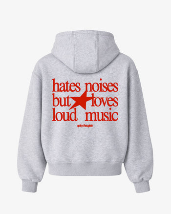 Oversized Hoodie - Hates Noises But Loves Loud Music
