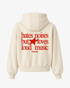 Oversized Hoodie - Hates Noises But Loves Loud Music