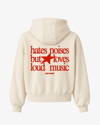 Oversized Hoodie - Hates Noises But Loves Loud Music